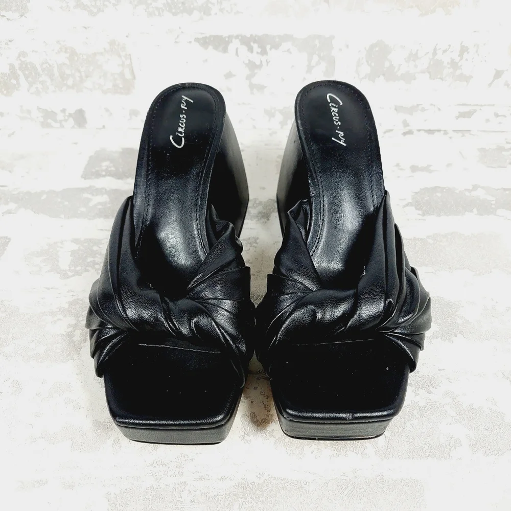 Sam Edelman Black Knotted Platform Mule Sandals